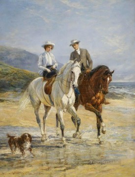 Couple Meeting By The Stile Heywood Hardy horse riding Oil Paintings